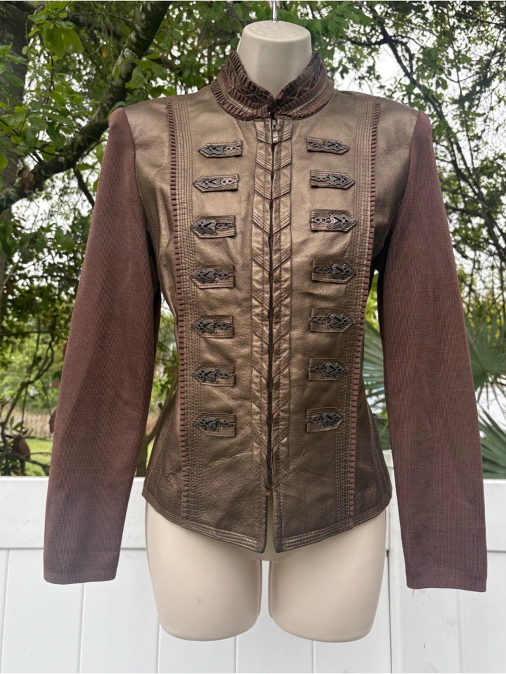 NYGard Vintage Brown Leather Military Renaissance Style Jacket